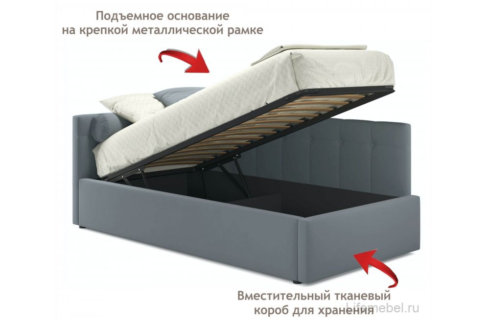 Тахта Bonna 90х200 с защитным бортиком серая