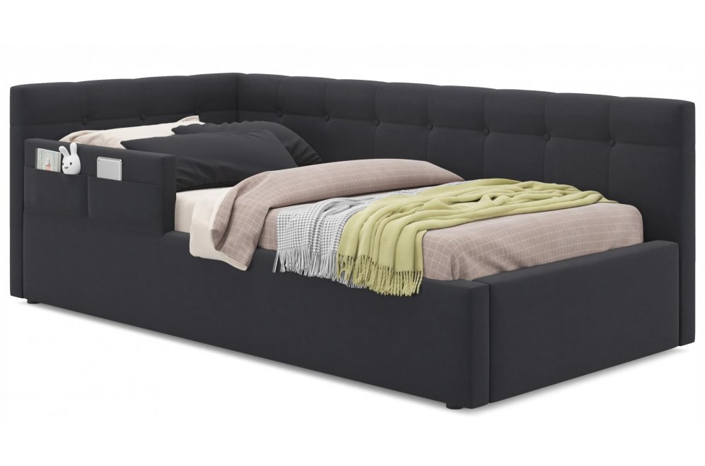 Тахта Bonna 90х200 с защитным бортиком темная