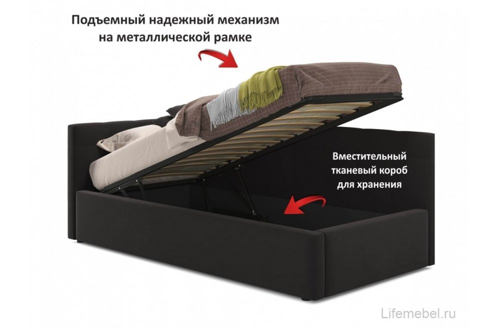 Тахта Bonna 90х200 с защитным бортиком темная