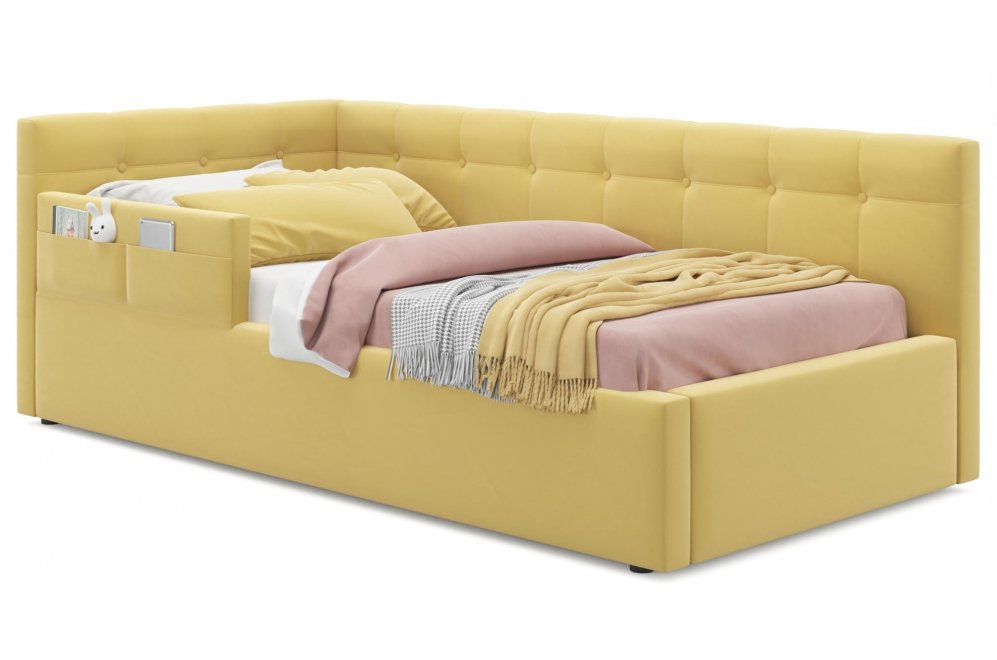 Тахта Bonna 90х200 с защитным бортиком желтая