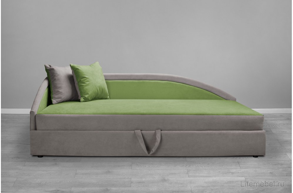 Тахта Дельта 90х200 левая с ПМ velutto 21 / velutto 31 зеленая