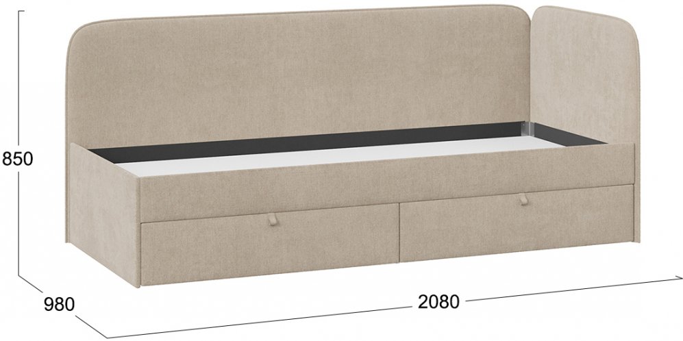 Тахта / Кровать Молли Тип 1 90х200 микровелюр scandi cream 03 с мягкой обивкой