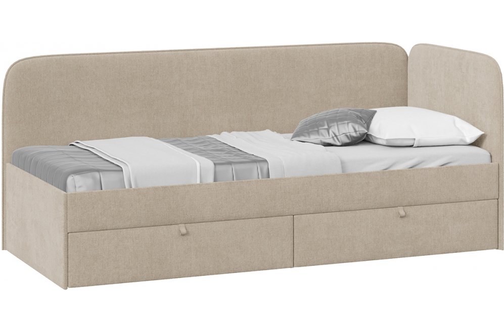 Тахта / Кровать Молли Тип 1 90х200 микровелюр scandi cream 03 с мягкой обивкой