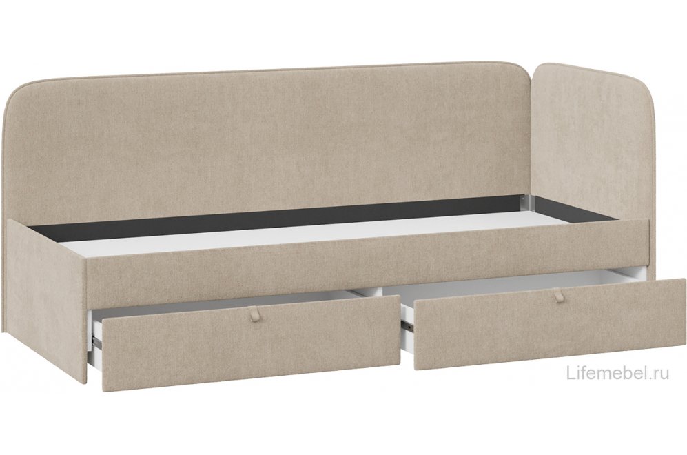 Тахта / Кровать Молли Тип 1 90х200 микровелюр scandi cream 03 с мягкой обивкой