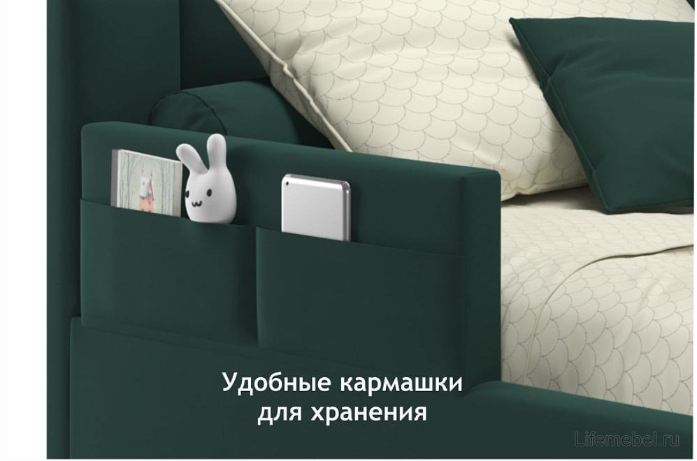 Тахта Венера с бортиком 90х200 изумруд