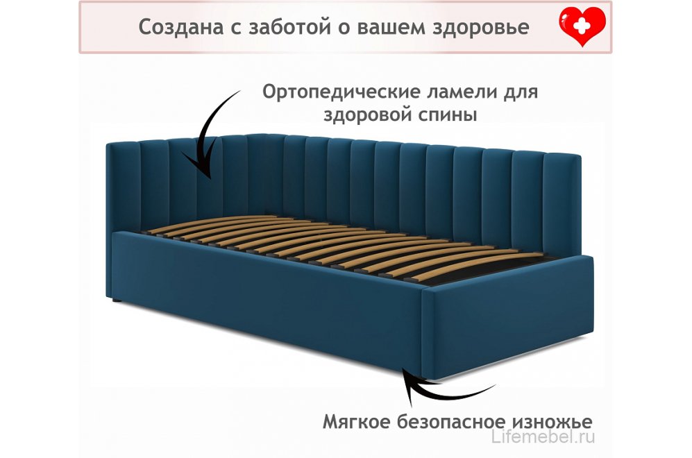 Тахта Венера с бортиком 90х200 синяя