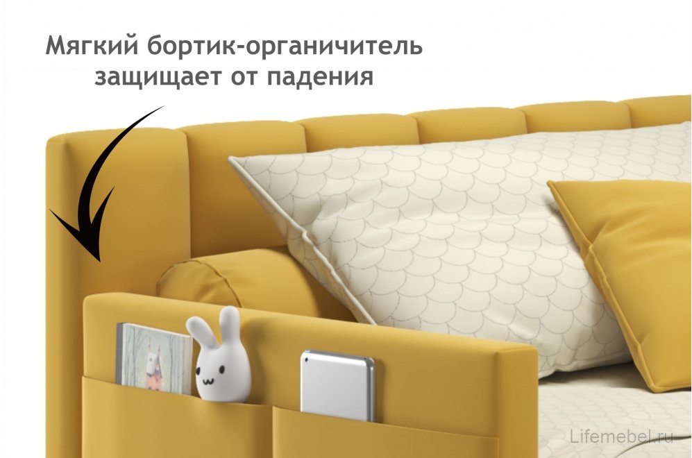 Тахта Венера с бортиком 90х200 желтая