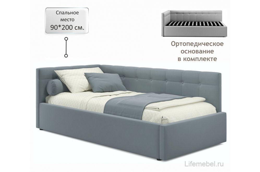 Тахта Bonna 90х200 велюр серый