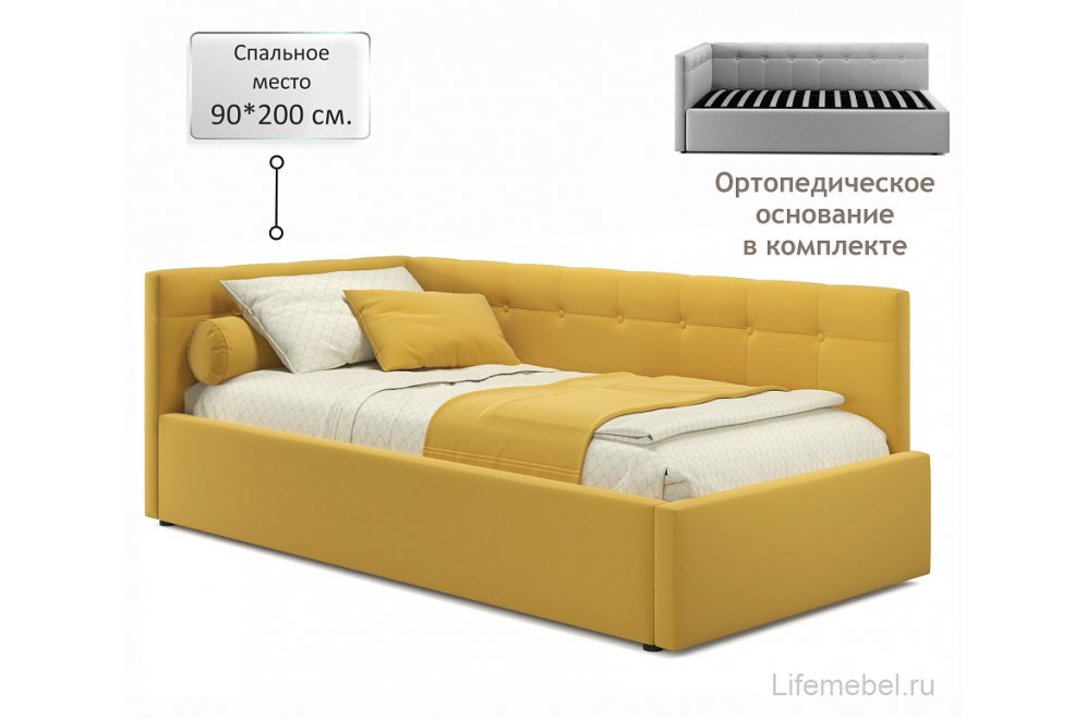 Тахта Bonna 90х200 велюр желтый