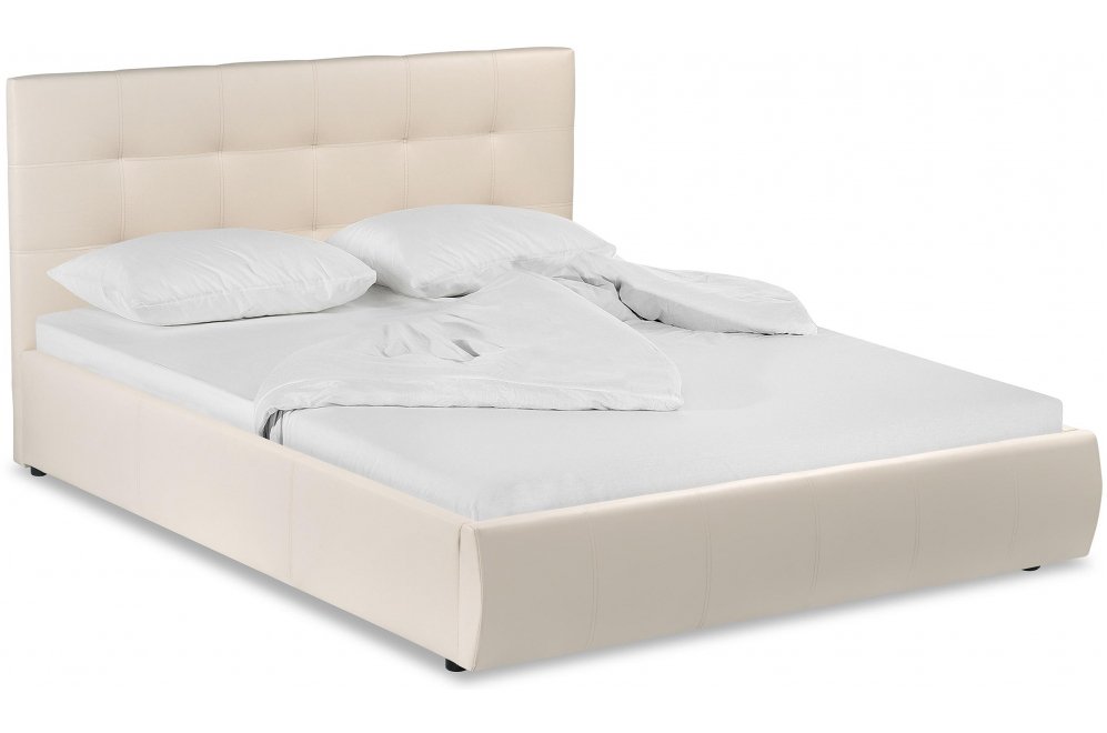 Полутораспальная кровать Афродита-2 140х200 с ПМ экокожа бежевая