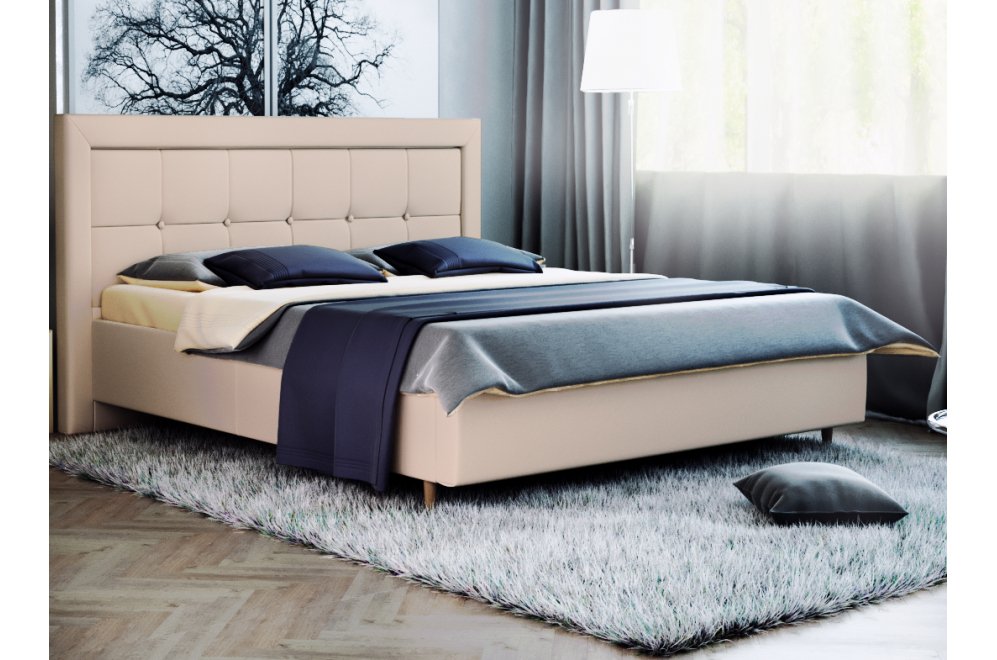 Кровать полутораспальная Афродита-8-1 140 х 200 см с ПМ эко кожа marvel cream