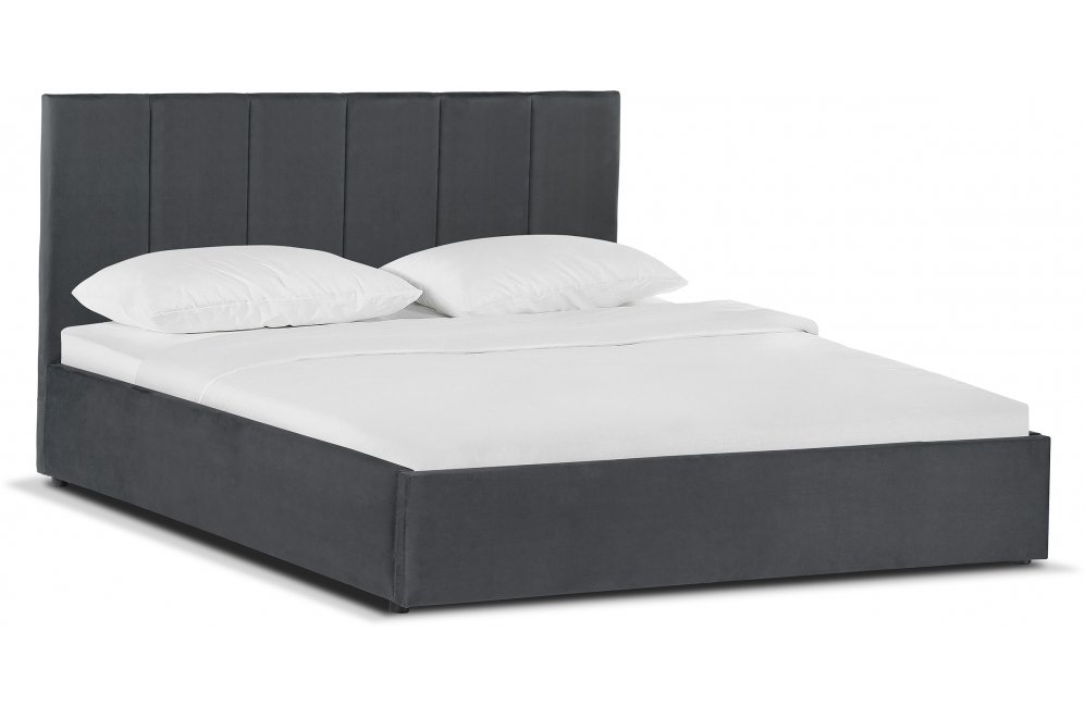 Полутораспальная кровать Афродита-3 140х200 с ПМ серый велюр bingo grafit