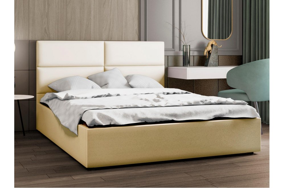 Полутораспальная кровать Афродита-4 140х200 с ПМ экокожа marvel cream