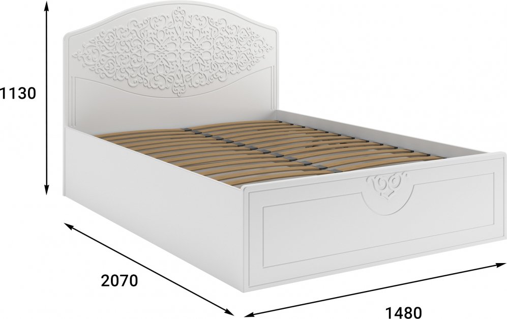 Полутораспальная кровать Ассоль АС-60 140х200 с ПМ белое дерево