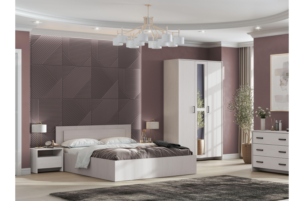 Полутораспальная кровать Taika 140х200 ясень анкор светлый