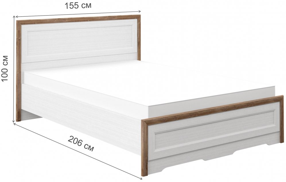 Полутораспальная кровать Тиволи МН-035-25-140 140х200 белый структурный / дуб стирлинг