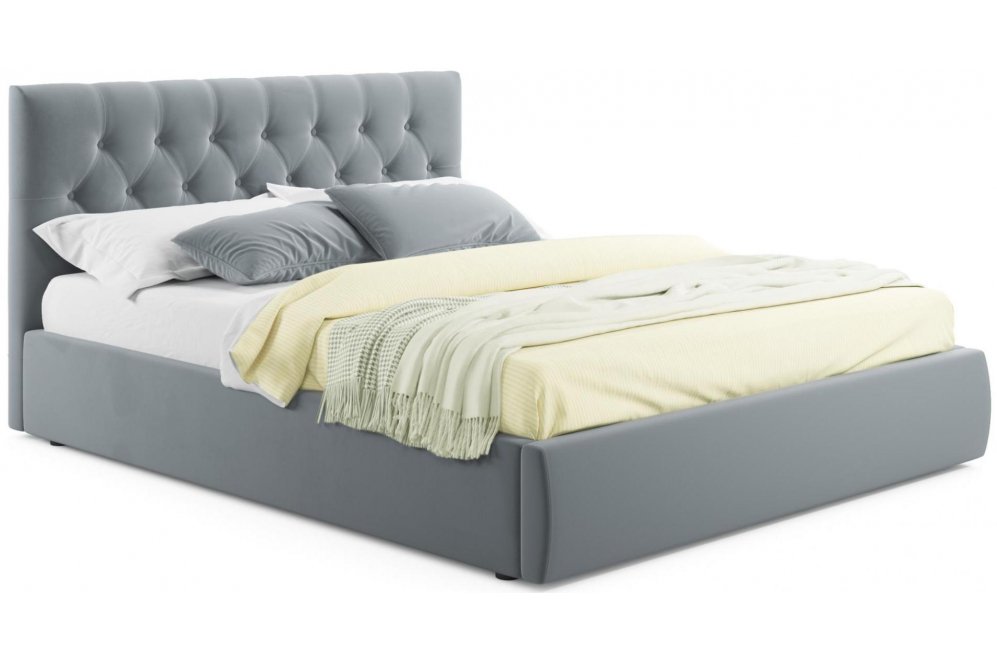 Полутораспальная кровать Verona 140х200 с ПМ серый велюр