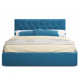 Полутораспальная кровать Verona 140х200 с ПМ синий велюр