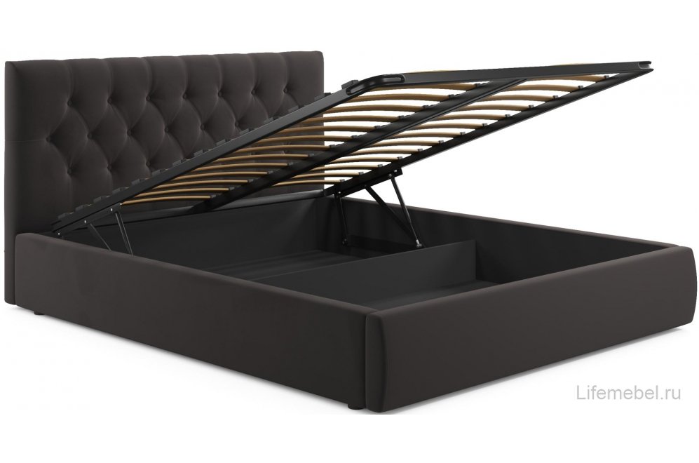 Полутораспальная кровать Verona 140х200 с ПМ велюр шоколад