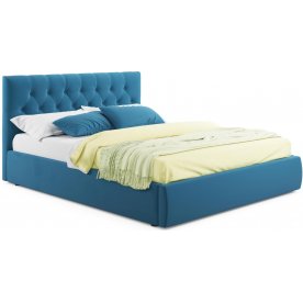 Полутораспальная кровать Verona 140х200 синий велюр