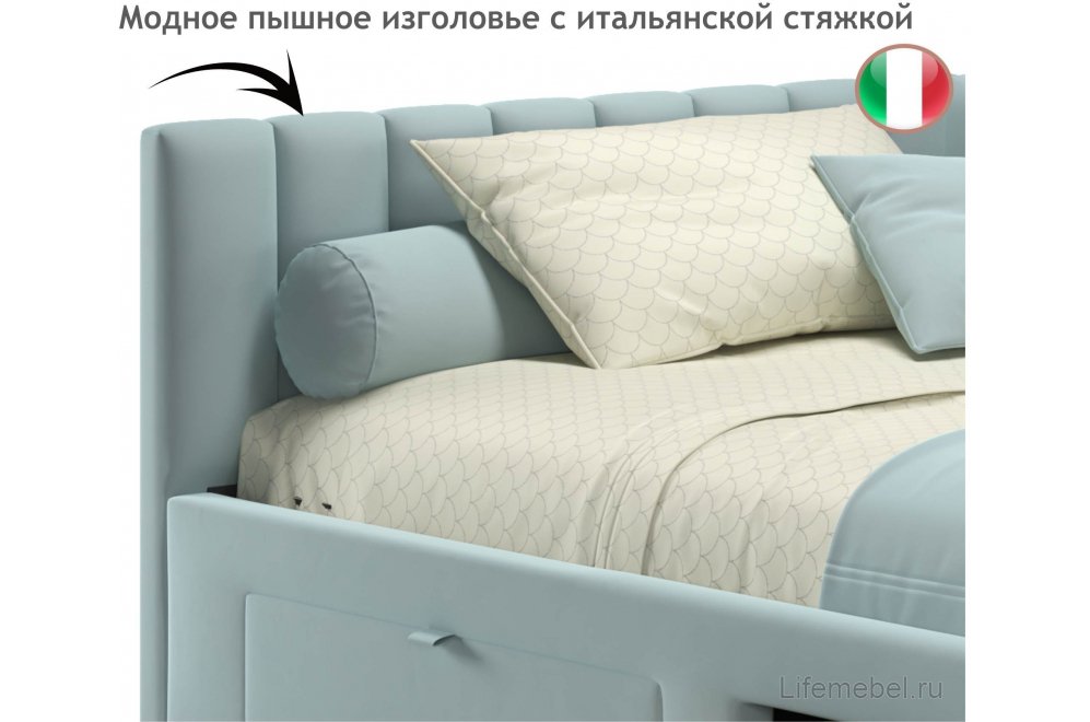 Тахта Milena 120х200 с ящиками мята пастель