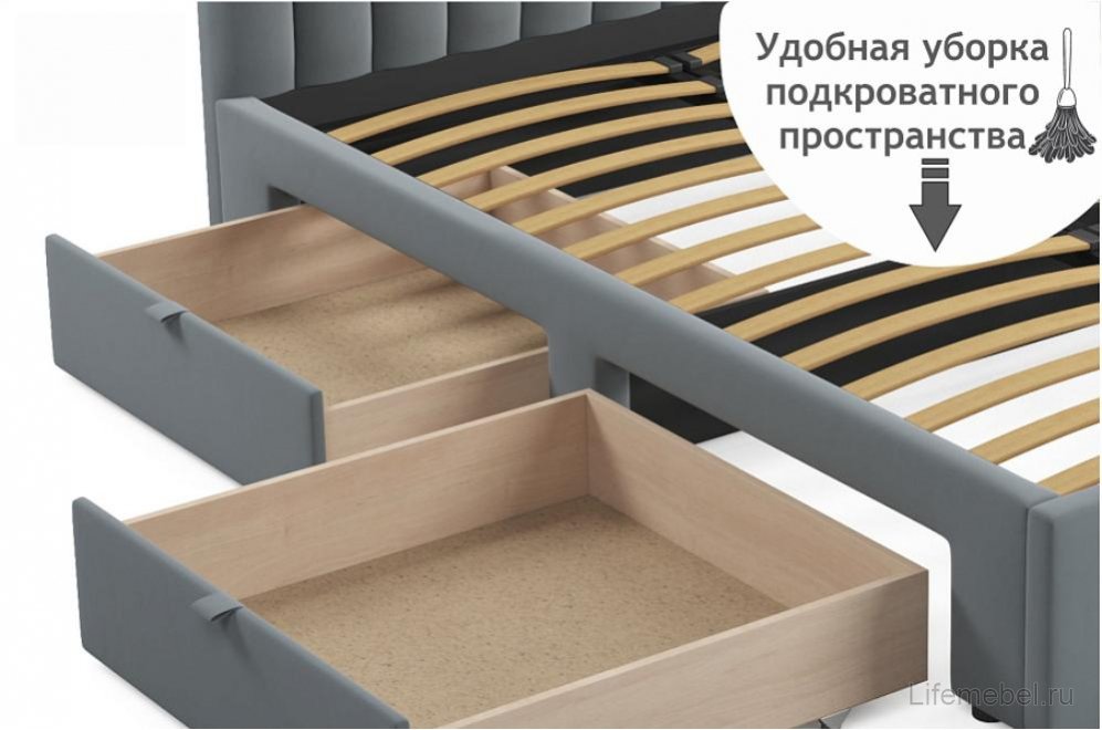 Тахта Венера 120х200 с ящиками серая