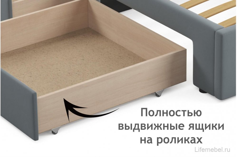 Тахта Венера 120х200 с ящиками серая