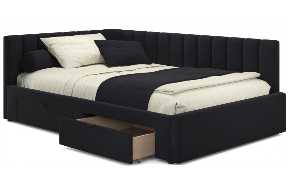 Тахта Milena 120х200 с ящиками темная