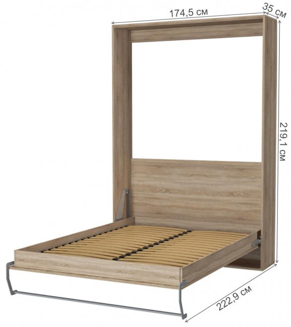 Шкаф-кровать Smart 160х200 с ПМ дуб