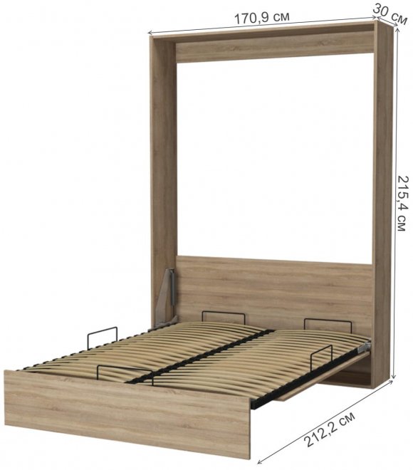 Шкаф-кровать Studio super eco 160х200 с ПМ дуб