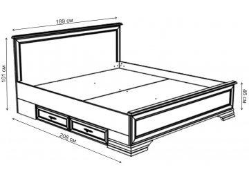 Двуспальная кровать Kentaki с ящиками и матрасом