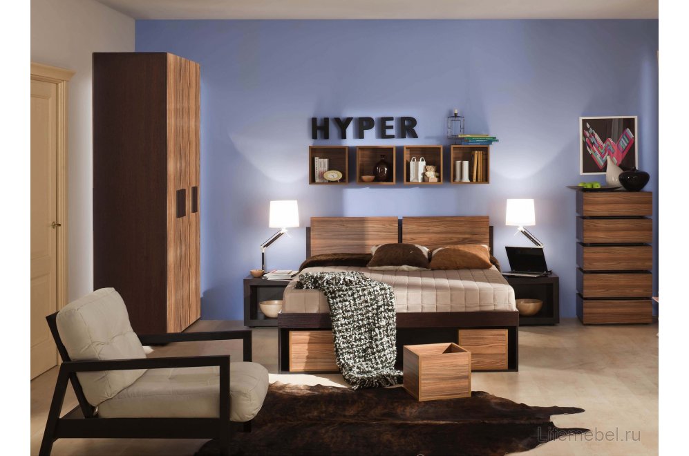 Кровать Hyper 180x200 палисандр с ПМ с матрасом