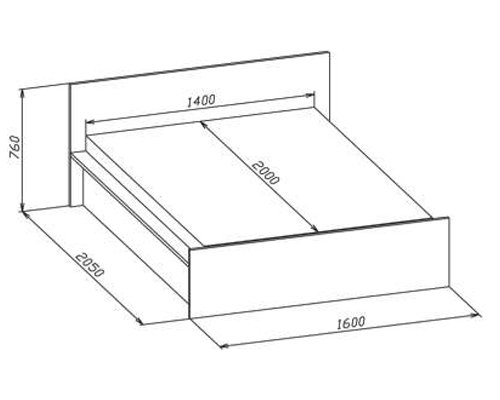 Кровать К-2 140 см x 200 см испанский орех с матрасом