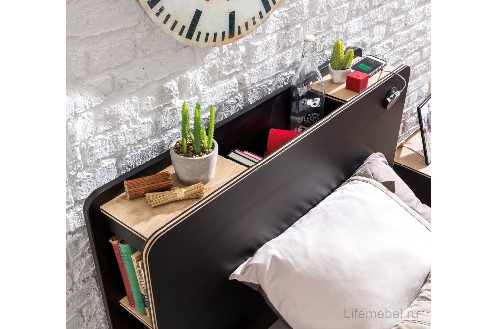 Полутораспальная кровать Black XL 120x200 черная / тис с матрасом