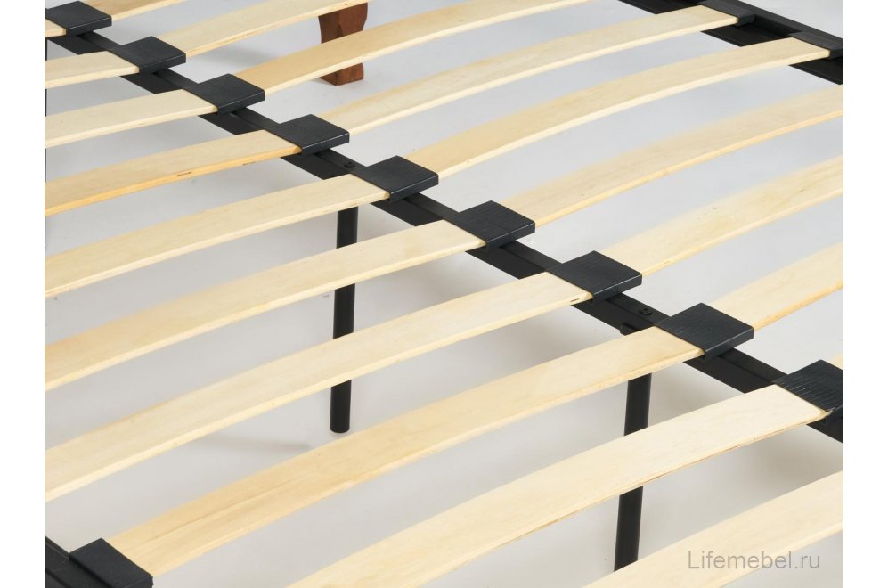 Полутораспальная кровать Canzona 120x200 wood slat base красный дуб / черная с матрасом