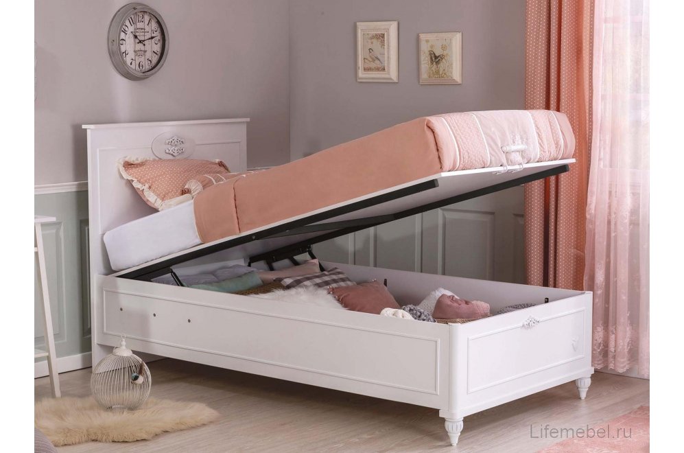 Полутораспальная кровать Romantica 120х200 с ПМ белая с матрасом