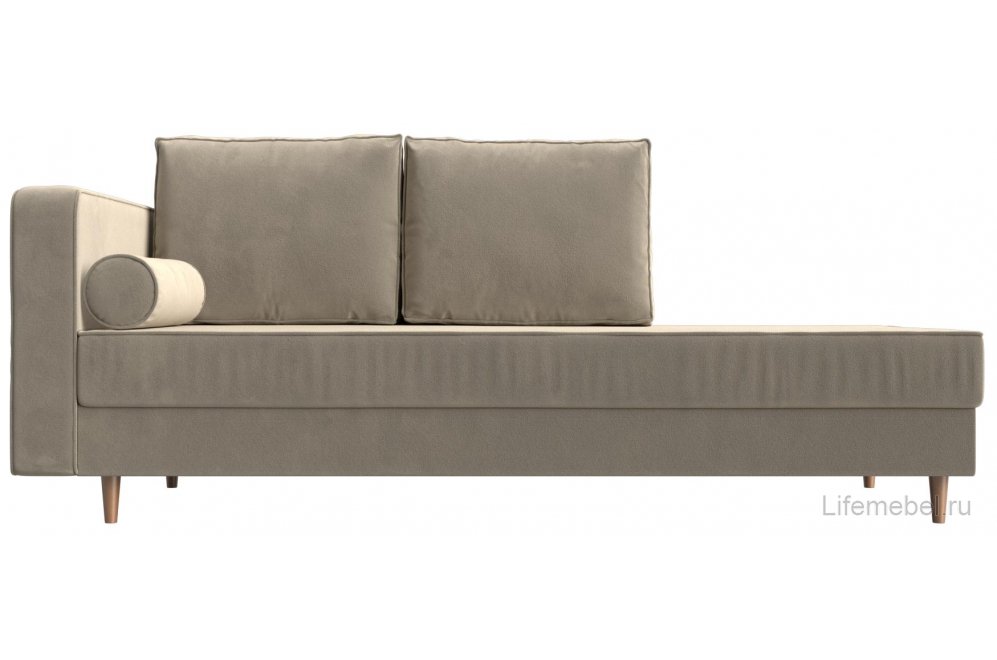 Кушетка Прайм левая бежевый микровельвет
