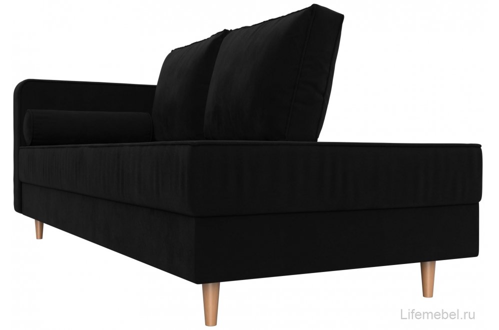 Кушетка Прайм левая черный микровельвет