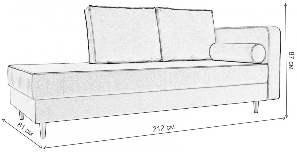 Кушетка Прайм правая сиреневый микровельвет