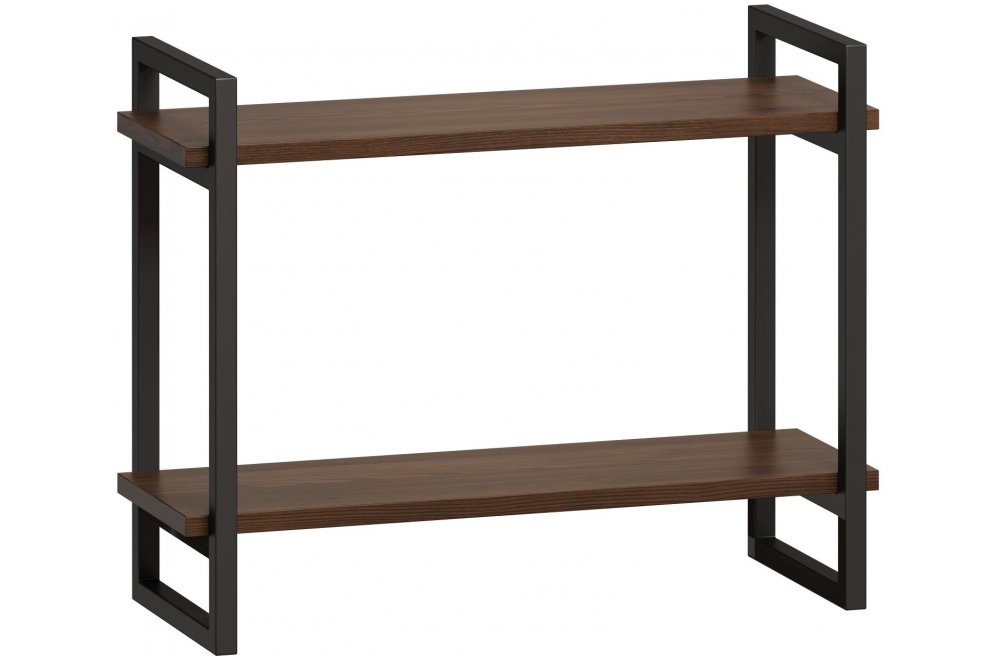 Полка Бервин 2 коричневая / каркас черный
