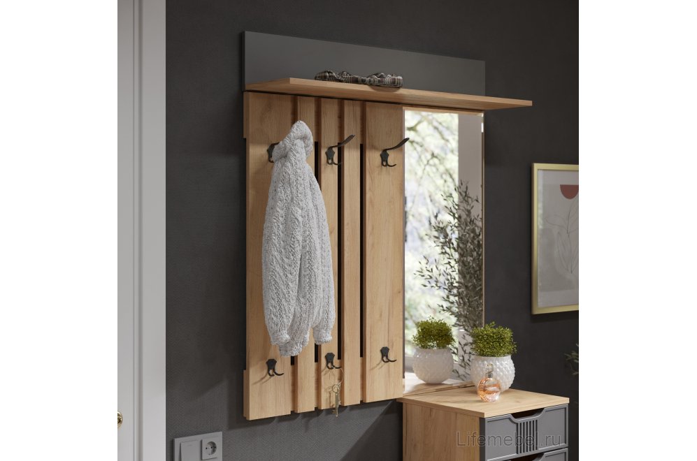 Полка Эмилия ЭЛ-10 дуб крафт золотой / графит