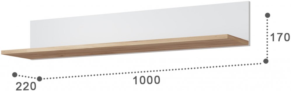 Полка Эмилия ЭЛ-10 дуб крафт золотой / меренга