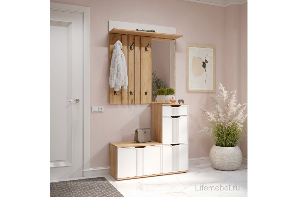 Полка Эмилия ЭЛ-10 дуб крафт золотой / меренга