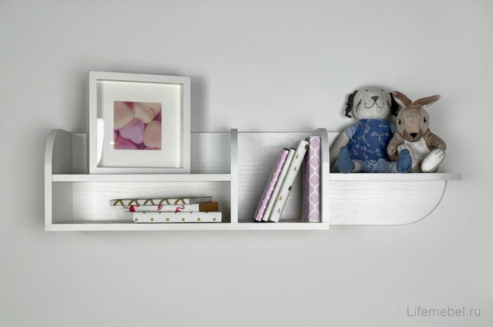 Полка навесная Милана белое дерево
