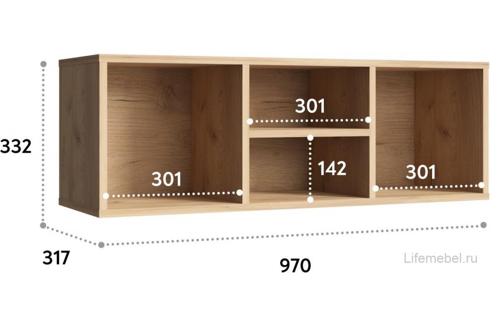 Полка П-02 дуб крафт золотой