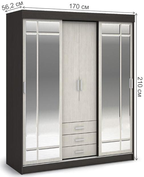 Шкаф-купе Лидер 1К венге / дуб белфорд