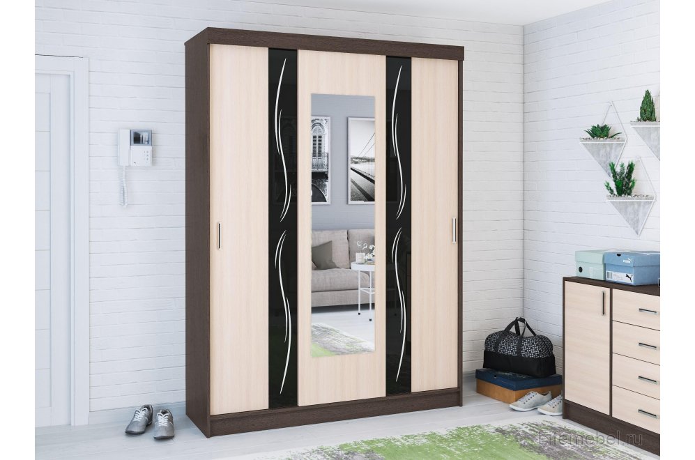 Шкаф-купе Уют Люкс венге / дуб молочный
