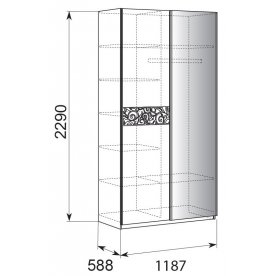 Шкаф-купе двухдверный Ирис 15 дуб тортона с зеркалом