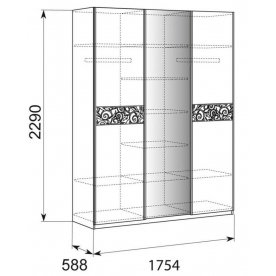 Шкаф-купе трехдверный Ирис 16 дуб тортона с зеркалом