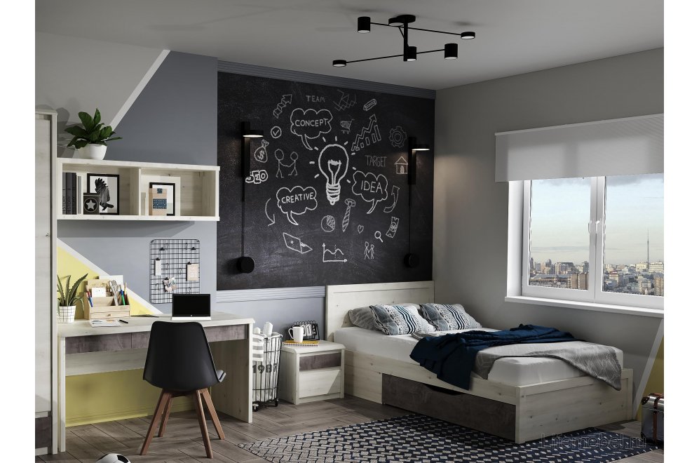 Прикроватная тумба Bjork 2S ольха полярная / оникс